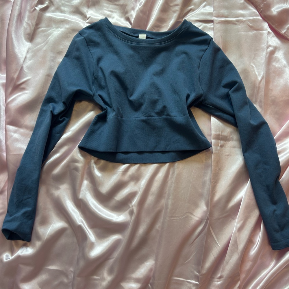 offline by aerie fitted blue crop top